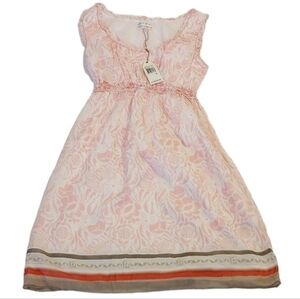 Max Studio Womens Dress Sz S Knee Length Sleeveless Ruffled Pink Floral Resort